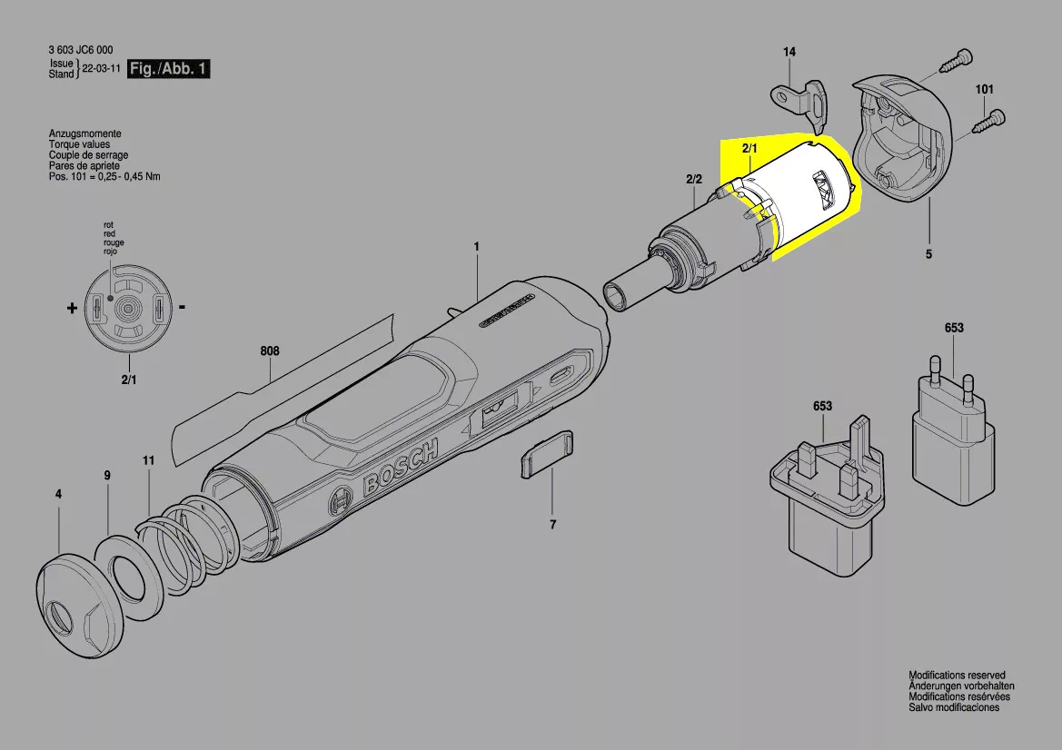 Moteur 3,6V réf. 1 607 022 66W Bosch